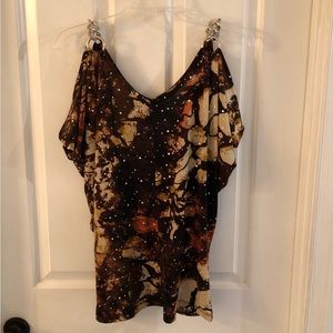 Vintage Dots Cold Shoulder Top